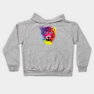 Colorful Tiger Face Vibrant Paint Splatters Kids Hoodie